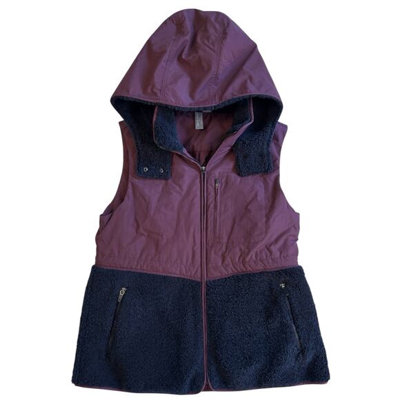 Sweaty Betty US 8 Plum Purple Black Urban Sherpa Vest chap Winter Warm Fleece - Picture 2 of 10